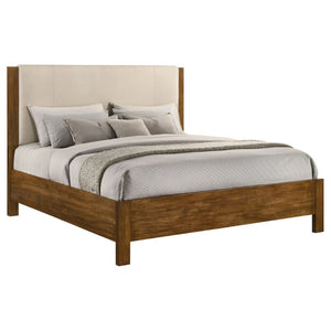 English Elm Ashcourt Modern Rustic Eastern King Bedroom Set with Upholstered Panel Bed and Brass Pulls B2777S00237