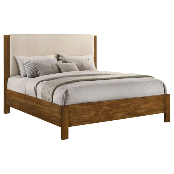 English Elm Ashcourt Modern Rustic Eastern King Bedroom Set with Upholstered Panel Bed and Brass Pulls B2777S00237