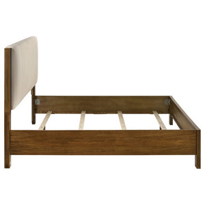 English Elm Ashcourt Modern Rustic Eastern King Bedroom Set with Upholstered Panel Bed and Brass Pulls B2777S00237