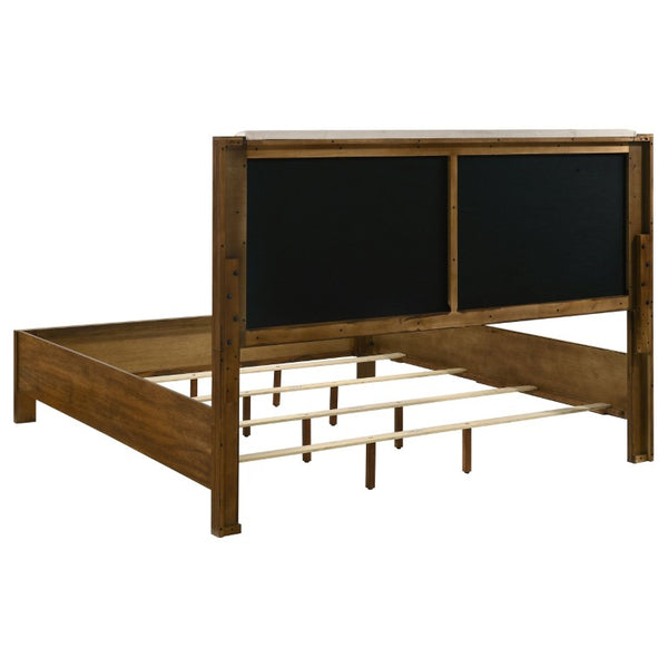 English Elm Ashcourt Modern Rustic Eastern King Bedroom Set with Upholstered Panel Bed and Brass Pulls B2777S00237