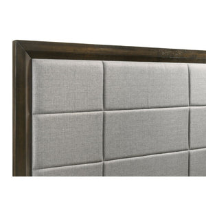 English Elm Meridian Transitional Queen Bedroom Set with Upholstered Bed Dresser and Oak Finish B2777S00238
