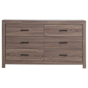 English Elm Kingsley Barrel Oak Queen Bedroom Set with Platform Bed Dresser and Storage Chest B2777S00242