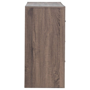 English Elm Kingsley Barrel Oak Queen Bedroom Set with Platform Bed Dresser and Storage Chest B2777S00242