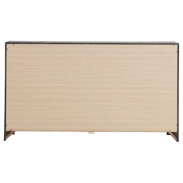 English Elm Kingsley Barrel Oak Queen Bedroom Set with Platform Bed Dresser and Storage Chest B2777S00242