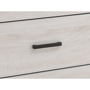 English Elm Kingsley Coastal White Queen Bedroom Set with Slatted Headboard and Bronze Pulls B2777S00244