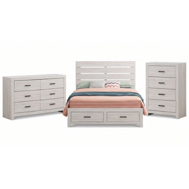English Elm Kingsley Coastal White Queen Bedroom Set with Slatted Bed and Ample Drawer Storage B2777S00246