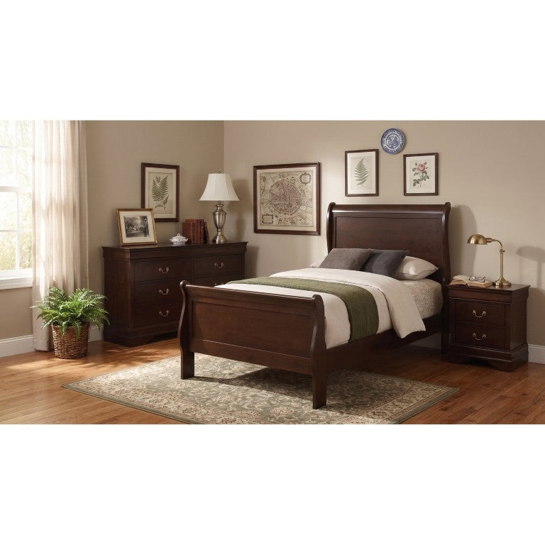 English Elm Henri Charles Cappuccino Twin Bedroom Set with Sleigh Bed Dresser and Nightstand B2777S00293