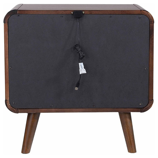 English Elm Wren Dark Walnut Queen Bedroom Suite with Square Tufted Headboard and USB Charging B2777S00318
