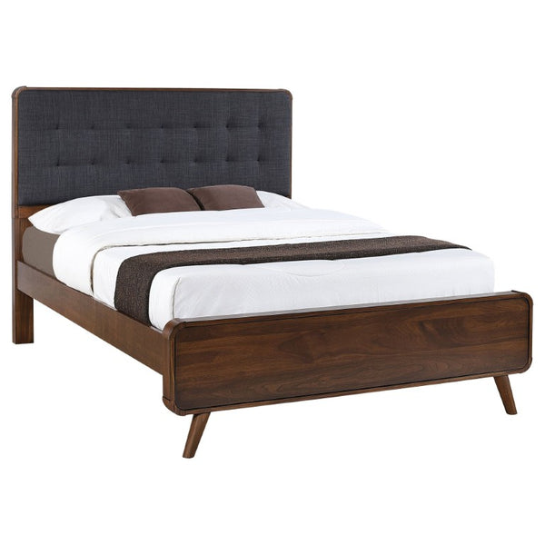 English Elm Wren Dark Walnut Queen Bedroom Suite with Square Tufted Headboard and USB Charging B2777S00318