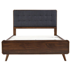 English Elm Wren Dark Walnut Queen Bedroom Suite with Square Tufted Headboard and USB Charging B2777S00318