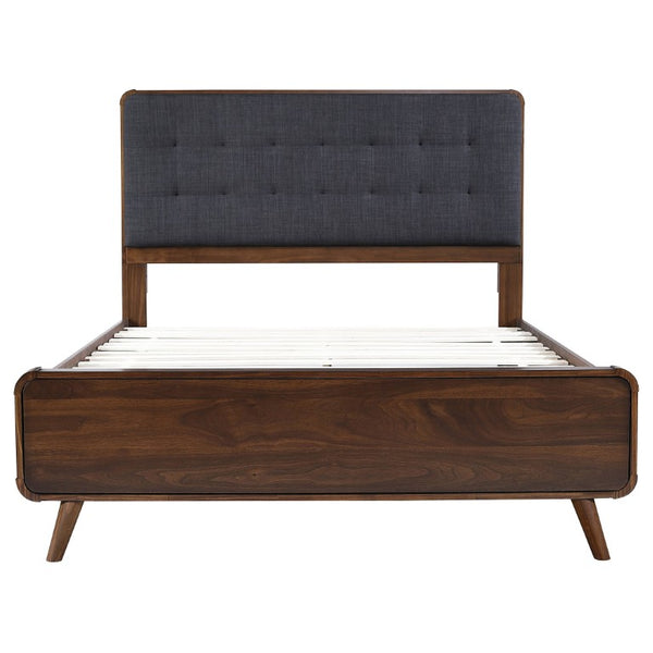 English Elm Wren Dark Walnut Queen Bedroom Suite with Square Tufted Headboard and USB Charging B2777S00318