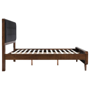 English Elm Wren Dark Walnut Queen Bedroom Suite with Square Tufted Headboard and USB Charging B2777S00318