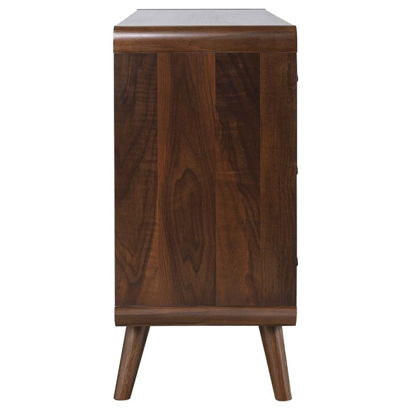 English Elm Wren Mid-Century Eastern King Bedroom Set with Walnut Veneer and Tufted Headboard B2777S00320