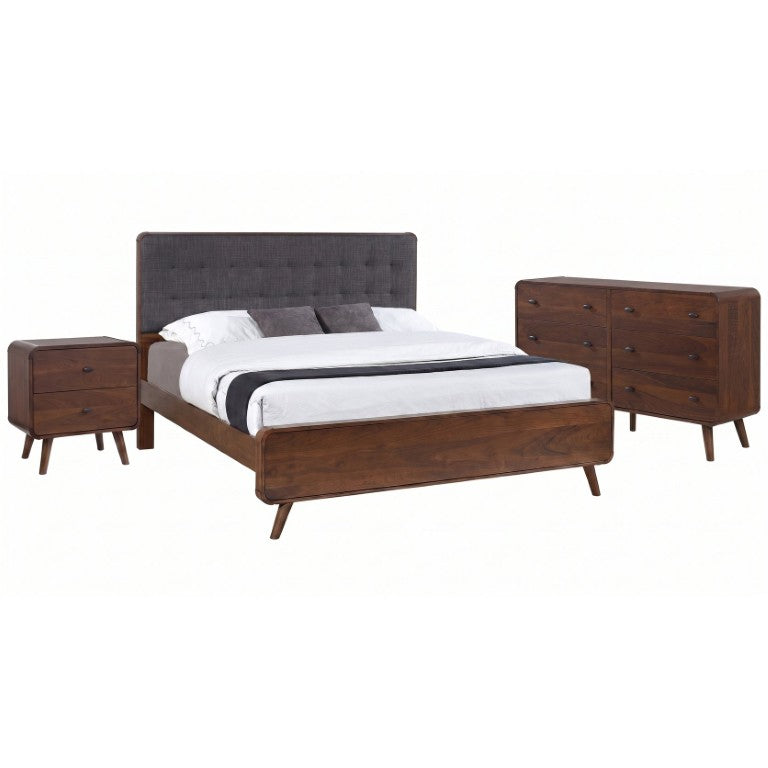 English Elm Wren Mid-Century Eastern King Bedroom Set with Walnut Veneer and Tufted Headboard B2777S00320