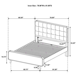 English Elm Wren Mid-Century Eastern King Bedroom Set with Walnut Veneer and Tufted Headboard B2777S00320