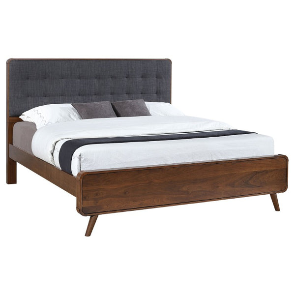 English Elm Wren Mid-Century Eastern King Bedroom Set with Walnut Veneer and Tufted Headboard B2777S00320
