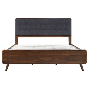 English Elm Wren Mid-Century Eastern King Bedroom Set with Walnut Veneer and Tufted Headboard B2777S00320