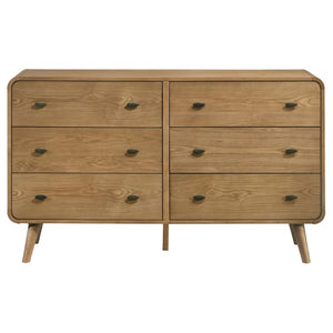 English Elm Wren Light Ash Platform Bedroom Set Mid-Century Tufted Headboard with USB Nightstands Standard B2777S00323