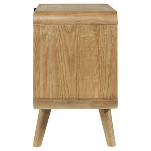 English Elm Wren Light Ash Platform Bedroom Set Mid-Century Tufted Headboard with USB Nightstands Standard B2777S00323