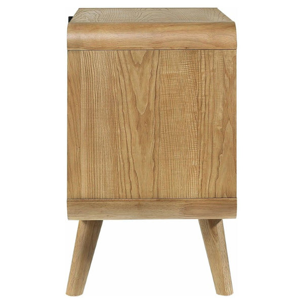 English Elm Wren Light Ash Platform Bedroom Set Mid-Century Tufted Headboard with USB Nightstands Standard B2777S00323