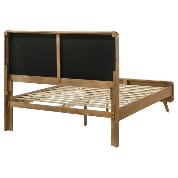 English Elm Wren Light Ash Platform Bedroom Set Mid-Century Tufted Headboard with USB Nightstands Standard B2777S00323
