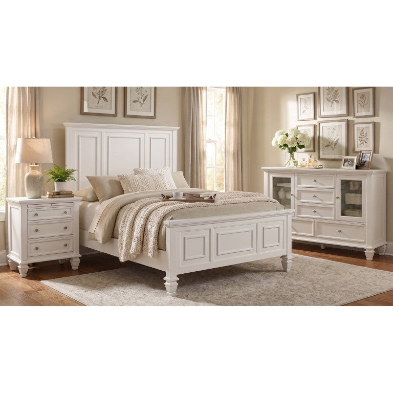 English Elm Coral Cove Queen Bedroom Set with Carved Panel Bed Dresser and Rubberwood Construction B2777S00324