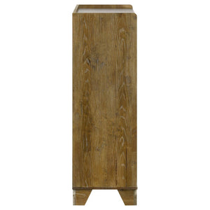 English Elm Whitfield Queen Bedroom Set Oak Grain Upholstered Headboard Faux Marble Storage B2777S00339