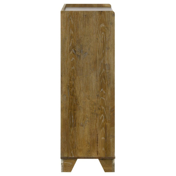 English Elm Whitfield Queen Bedroom Set Oak Grain Upholstered Headboard Faux Marble Storage B2777S00339