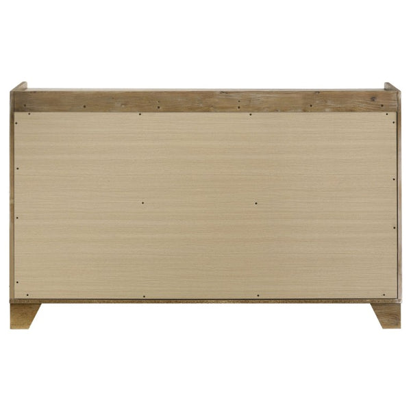 English Elm Whitfield Queen Bedroom Set Oak Grain Upholstered Headboard Faux Marble Storage B2777S00339