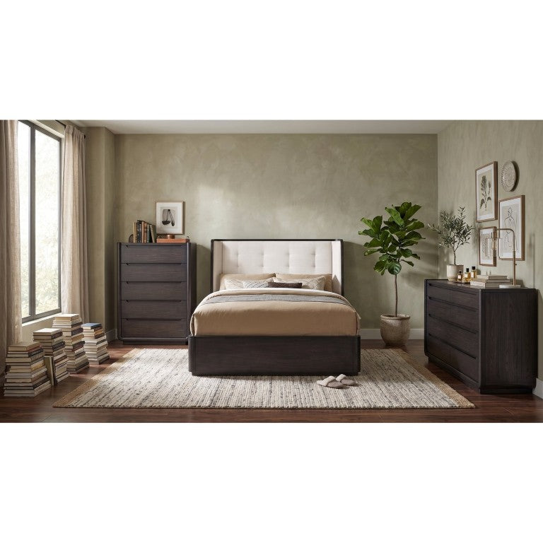 English Elm Marcello Queen Bedroom Set Wingback Bed Burnished Black Dresser Dovetail Storage B2777S00354