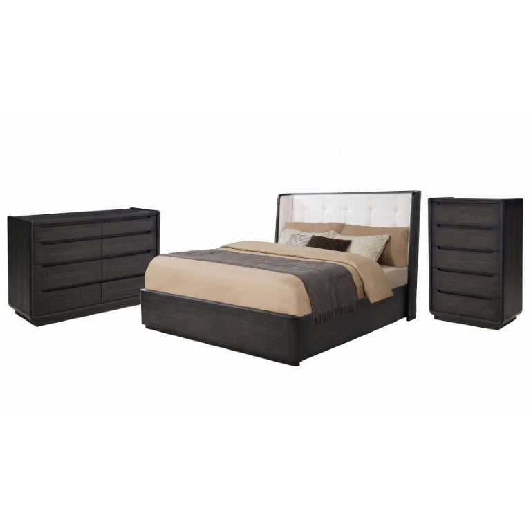 English Elm Marcello Wingback Platform Bedroom Set with Tufted Headboard and Burnished Black Frame B2777S00355