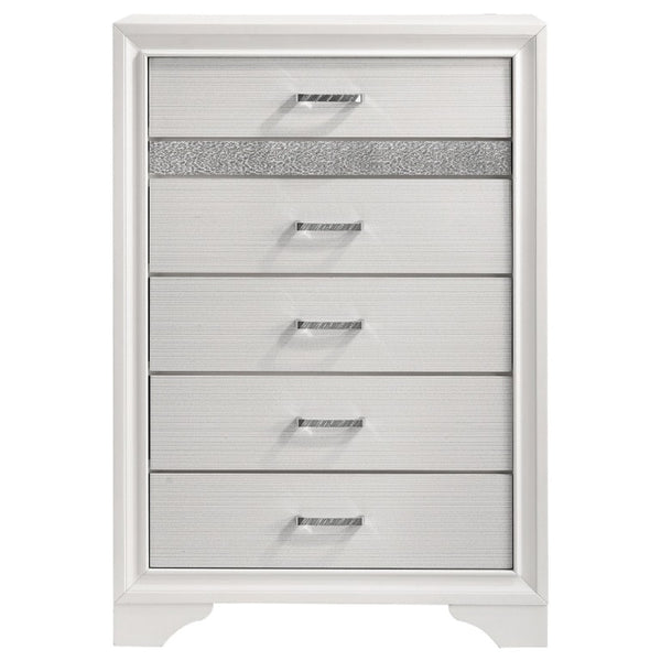 English Elm Isadora Glam 3-Piece Full Bedroom Set with Crystal Pulls and Glitter Accent Panels B2777S00385