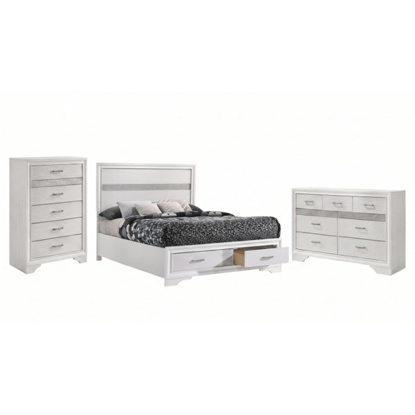 English Elm Isadora Glam 3-Piece Full Bedroom Set with Crystal Pulls and Glitter Accent Panels B2777S00385
