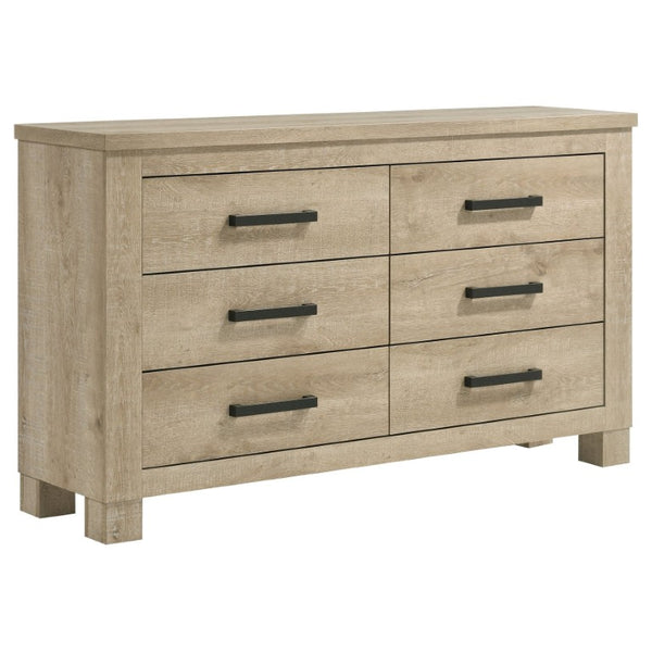 English Elm Cedarvale Rustic Modern Eastern King Bedroom Set with Weathered Oak Grain and Bronze Hardware B2777S00394