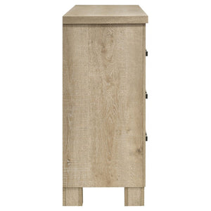 English Elm Cedarvale Rustic Modern Eastern King Bedroom Set with Weathered Oak Grain and Bronze Hardware B2777S00394