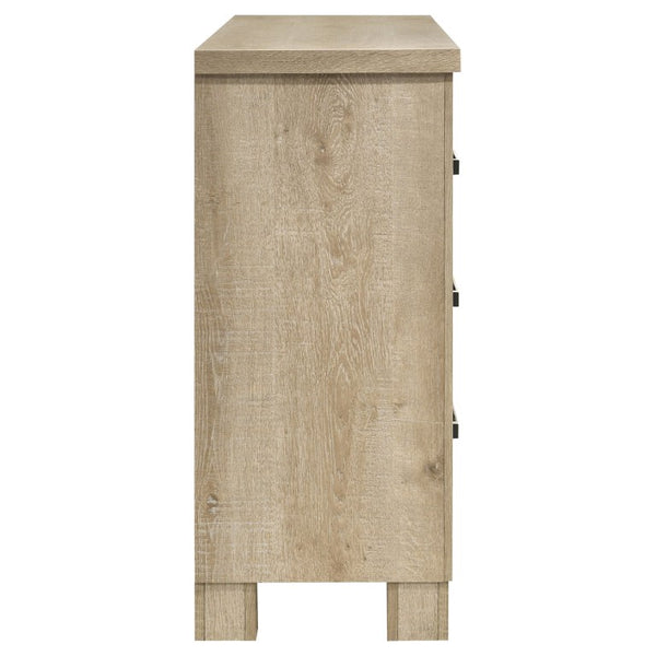 English Elm Cedarvale Rustic Modern Eastern King Bedroom Set with Weathered Oak Grain and Bronze Hardware B2777S00394