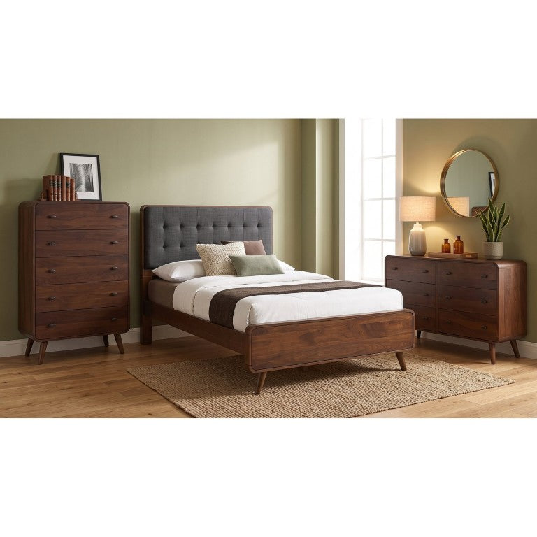 English Elm Wren Three-Piece Queen Bedroom Set in Dark Walnut with Tufted Headboard Storage B2777S00397