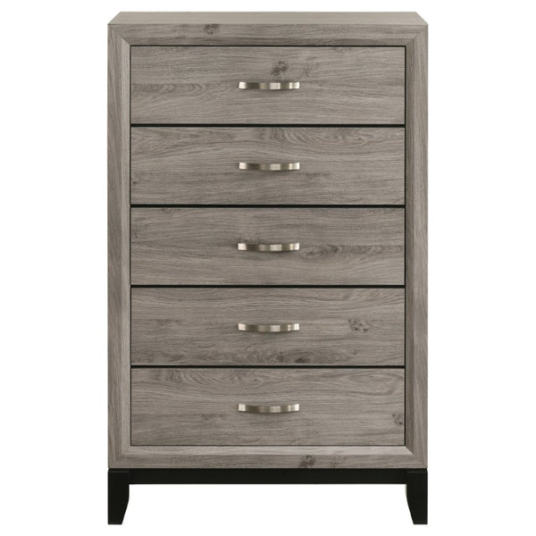 English Elm Sutter Eastern King Panel Bed Set with Grooved Panels Nickel Hardware and Ample Storage B2777S00400