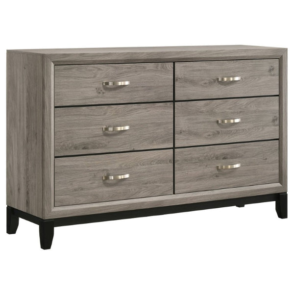 English Elm Sutter Eastern King Panel Bed Set with Grooved Panels Nickel Hardware and Ample Storage B2777S00400