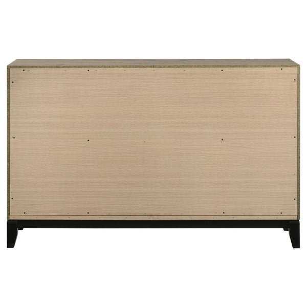 English Elm Sutter Eastern King Panel Bed Set with Grooved Panels Nickel Hardware and Ample Storage B2777S00400