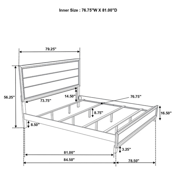 English Elm Sutter Eastern King Panel Bed Set with Grooved Panels Nickel Hardware and Ample Storage B2777S00400