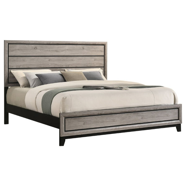 English Elm Sutter Eastern King Panel Bed Set with Grooved Panels Nickel Hardware and Ample Storage B2777S00400
