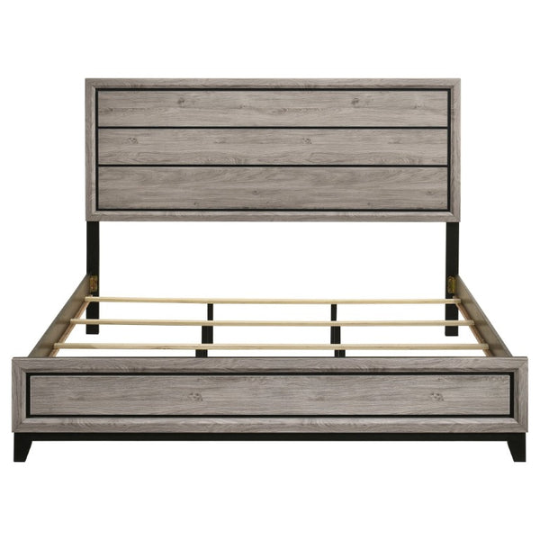 English Elm Sutter Eastern King Panel Bed Set with Grooved Panels Nickel Hardware and Ample Storage B2777S00400