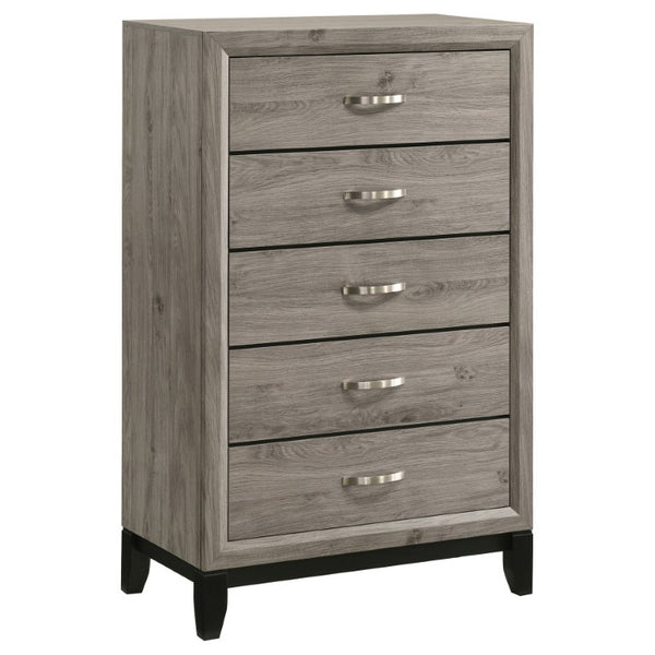 English Elm Sutter Eastern King Panel Bed Set with Grooved Panels Nickel Hardware and Ample Storage B2777S00400