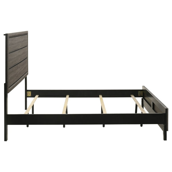 English Elm Sutter Grey Oak Eastern King Bedroom Set with Panel Bed Dresser and Nightstand B2777S00417