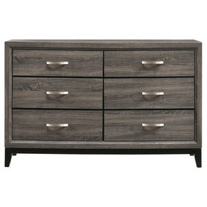 English Elm Sutter Grey Oak Eastern King Bedroom Set with Panel Bed Dresser and Nightstand B2777S00417
