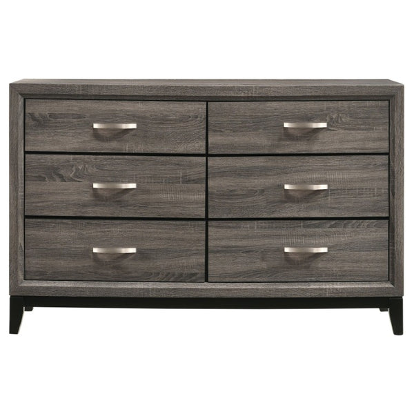 English Elm Sutter Grey Oak Eastern King Bedroom Set with Panel Bed Dresser and Nightstand B2777S00417
