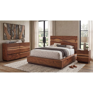 English Elm Ashcombe Smoky Walnut Queen Bedroom Set with Live Edge Headboard and Storage B2777S00424