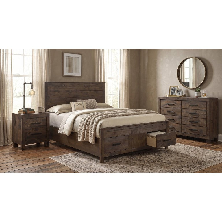 English Elm Pinecrest Wire-Brushed Panel Bed Dresser and Nightstand Set for Rustic Bedrooms B2777S00427