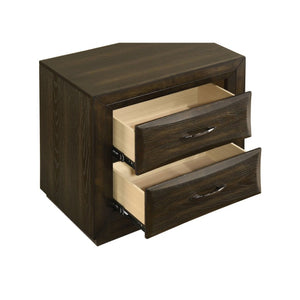 English Elm Meridian Queen Bedroom Set with Upholstered Headboard Dark Oak Finish Nightstands B2777S00430
